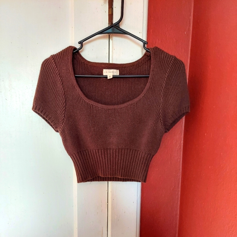 PacSun Cropped brown sweater